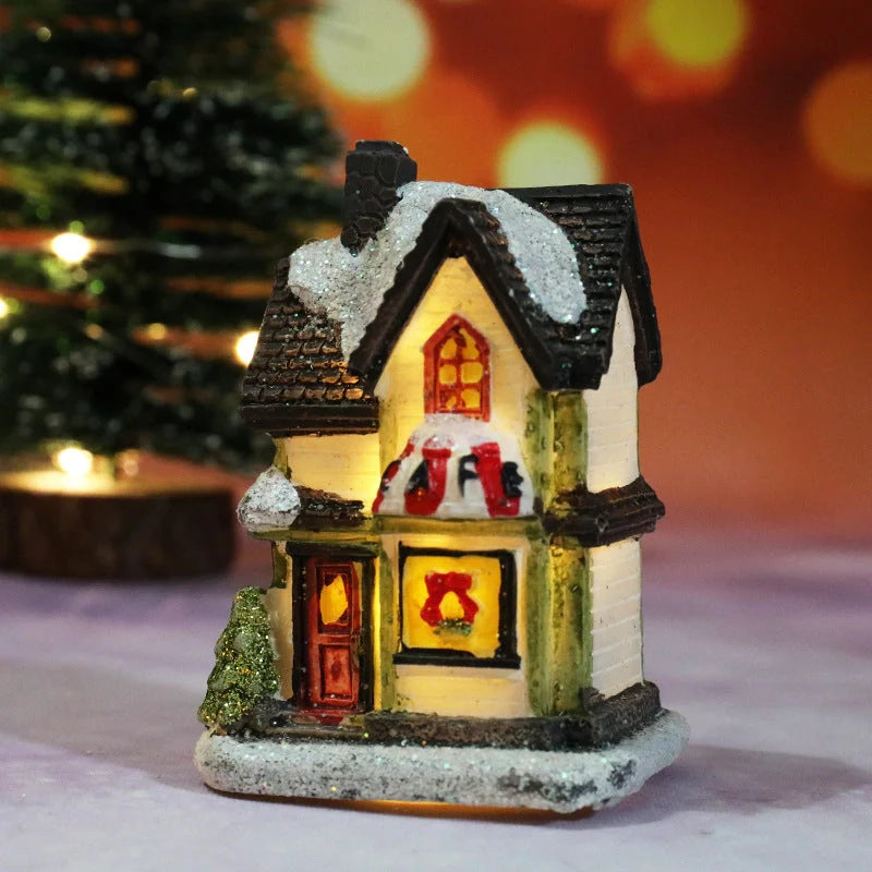 Christmas Micro Landscape Resin House Ornament with detailed festive design