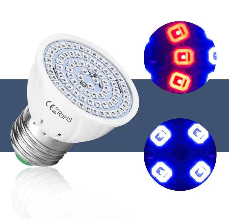 White LED plant grow light with 80 beads for indoor potted plants up to 80 square centimetres coverage