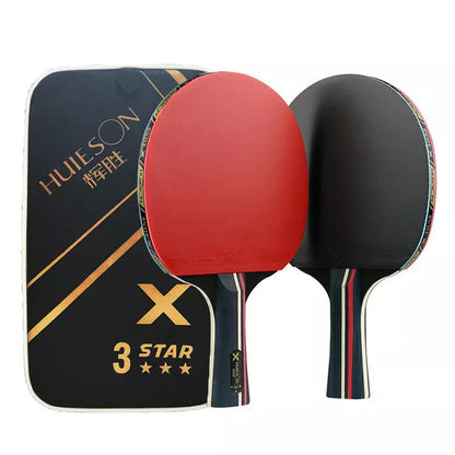 Pure wood table tennis racket set with reverse glue rubber for enhanced play