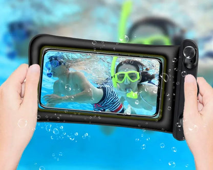 Double airbag mobile phone waterproof bag in various colours with 45cm rope and ABS switch