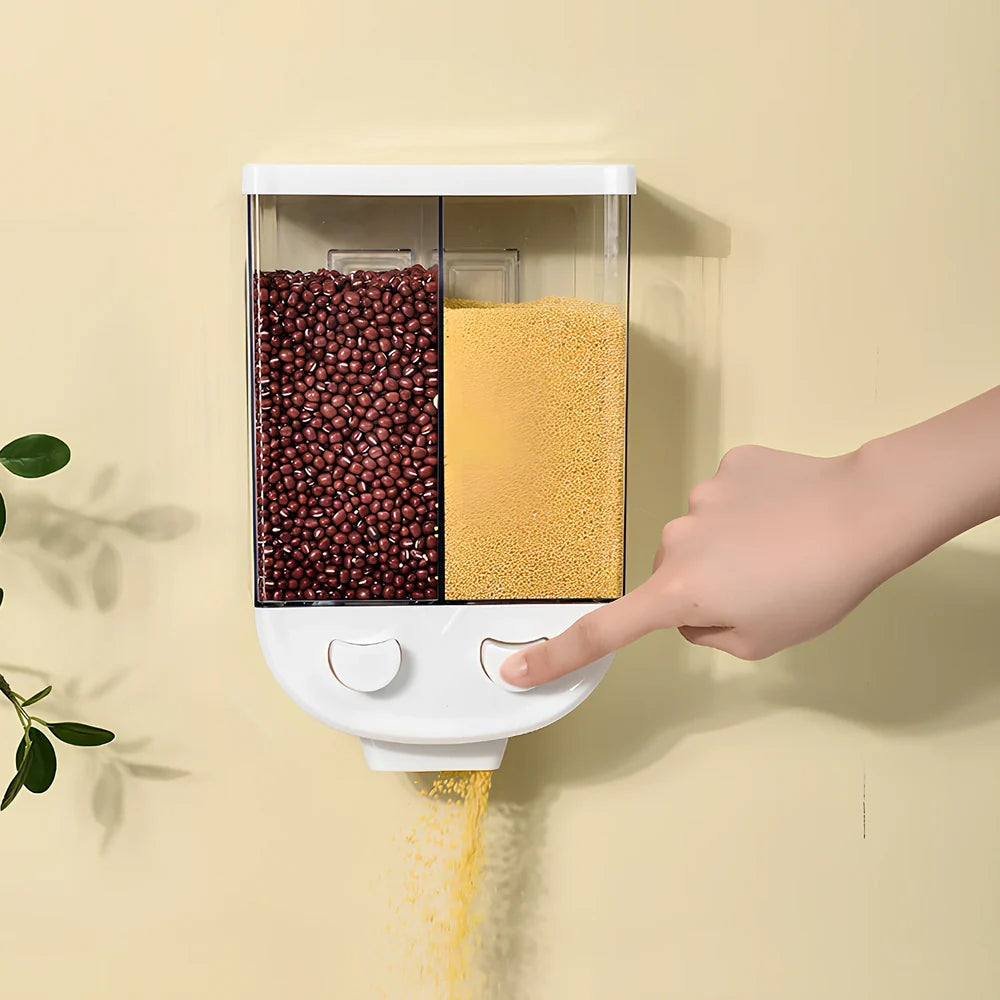 White wall mounted food storage containers with irregular shapes and airtight lids in three sizes