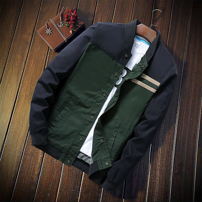 Men's Korean Style Single-Breasted Casual Jacket in green and blue