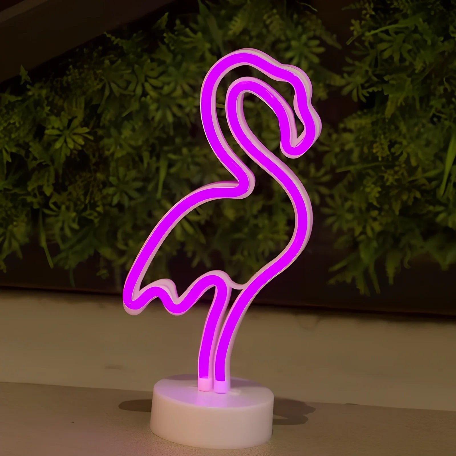 Pink LED flamingo light with 30cm height and battery operation for wall or surface decoration