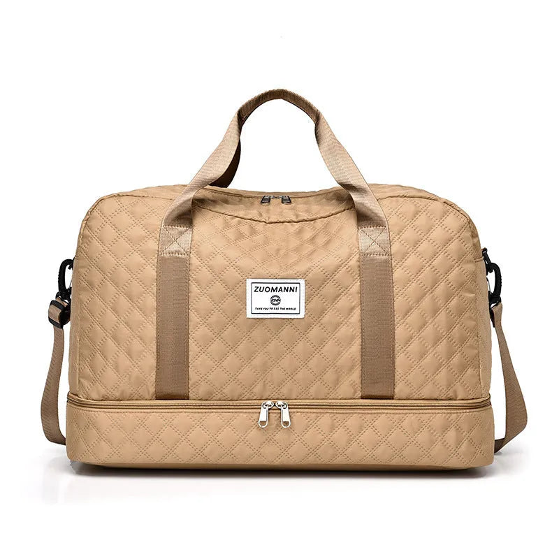 Oxford cloth travel bag with 36-55 litre capacity in street trend style with sewing thread details