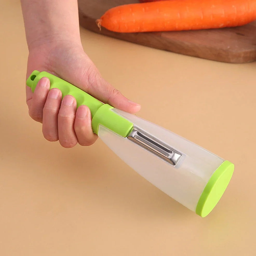 Grass green vegetable peeling knife with 20cm stainless steel blade and storage compartment