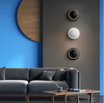 Stylish and modern moon-shaped bedside lamp with multiple lighting modes and durable iron construction