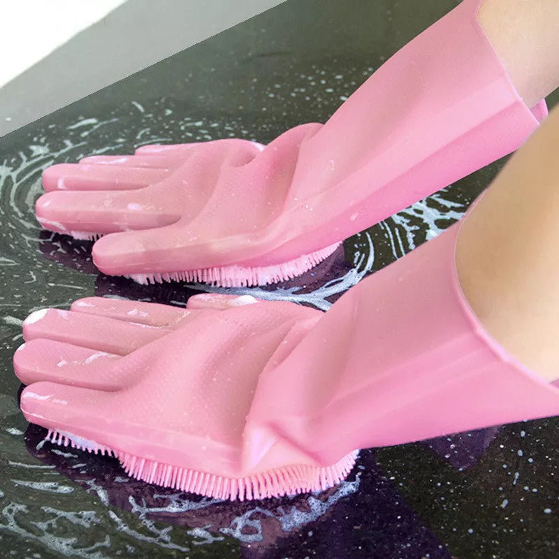 Silicone dishwashing gloves in multiple colors, high temperature resistant up to 320°F