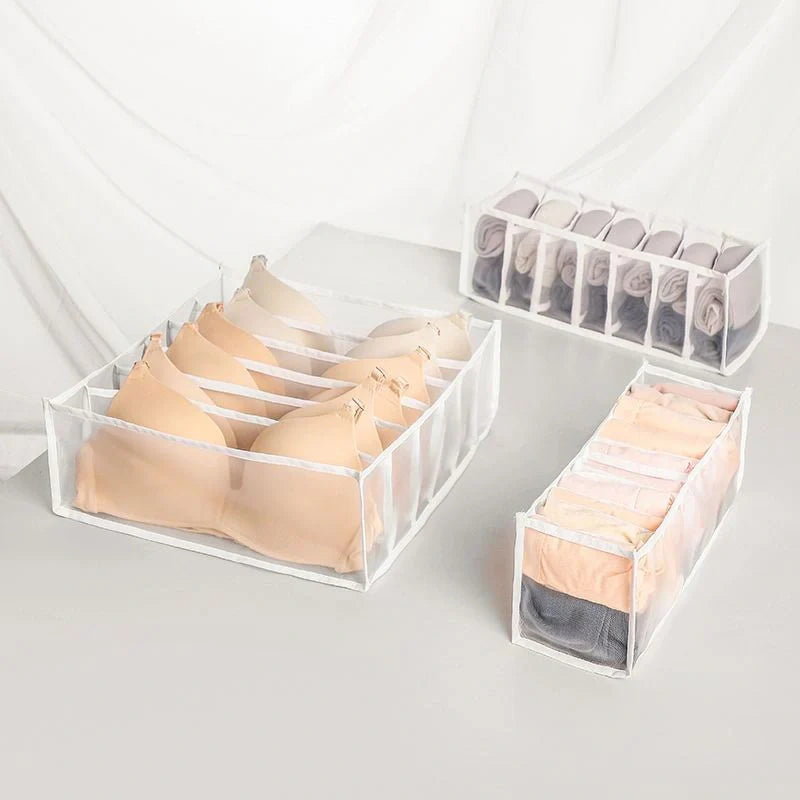 Drawer Type Finishing Grid Underwear Closet Storage Box in various colors
