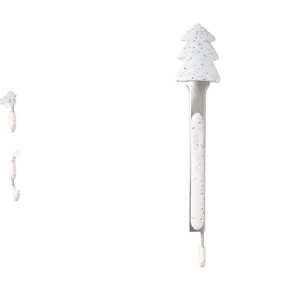 Christmas-themed silicone kitchen tongs set with locking clip for BBQ and bread