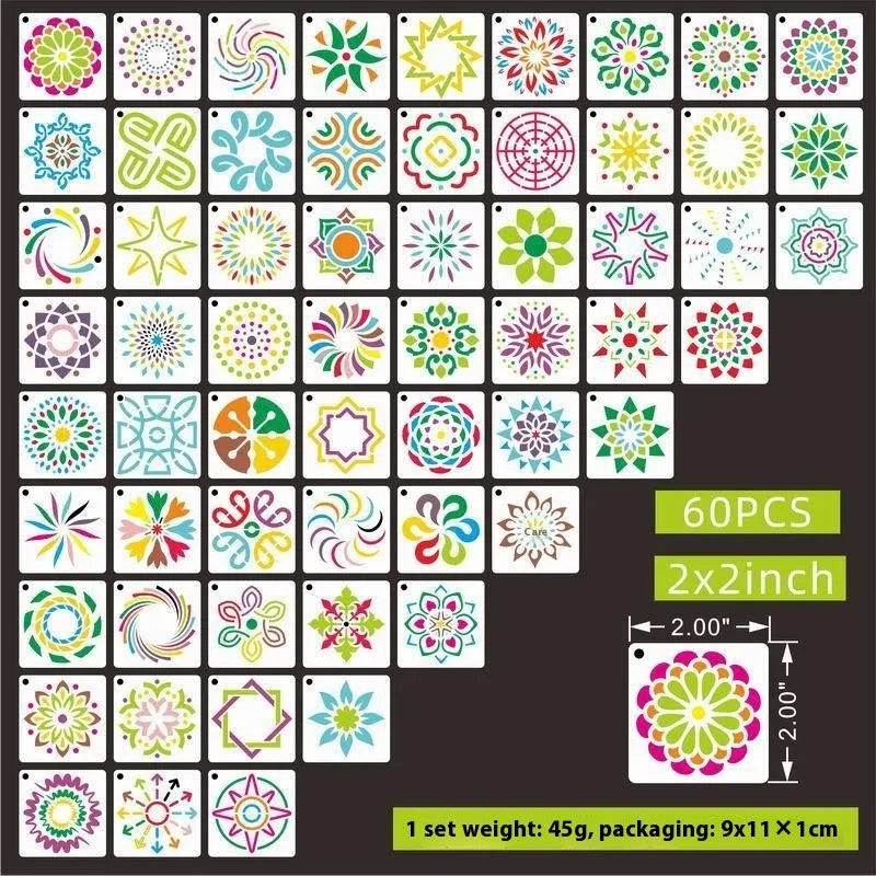 Leaves Flower Hollow Spray Painting Template Set, PET Film Stencils, 100-Piece Design Pack for Creative Craft Projects, DIY Home Decor, and Custom Wall Art, Includes Animals, Hawaii, Ocean, Letters, Mandala Patterns, and More in Milky White Colour