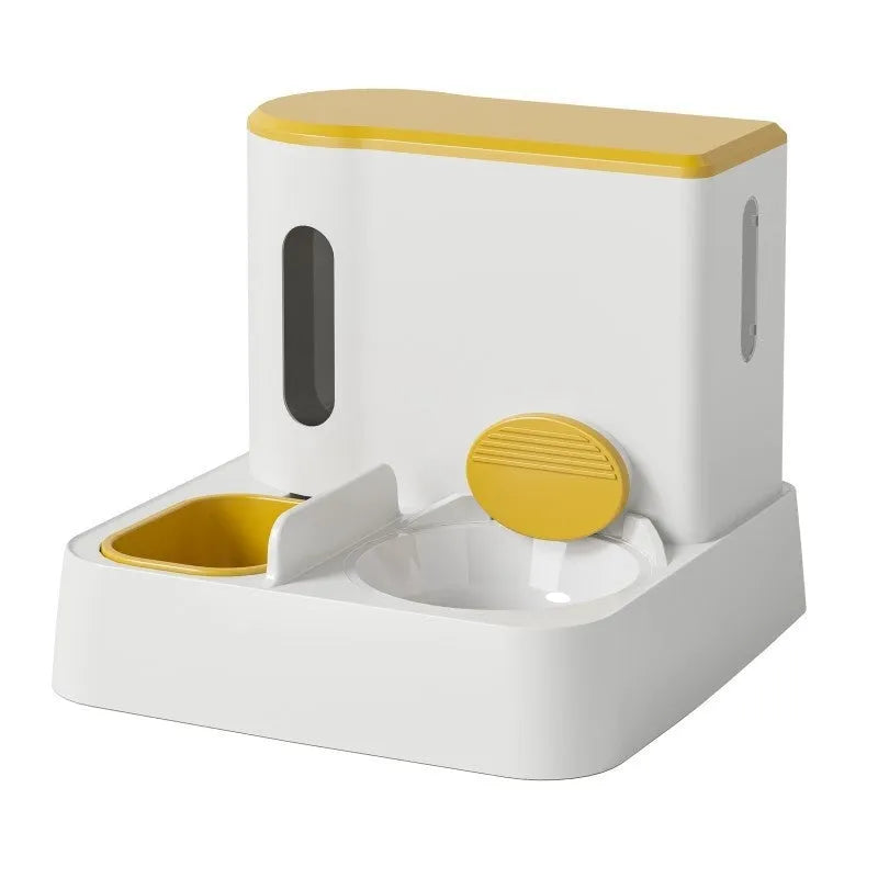 Cat automatic pet feeder water dispenser with integrated double bowl design