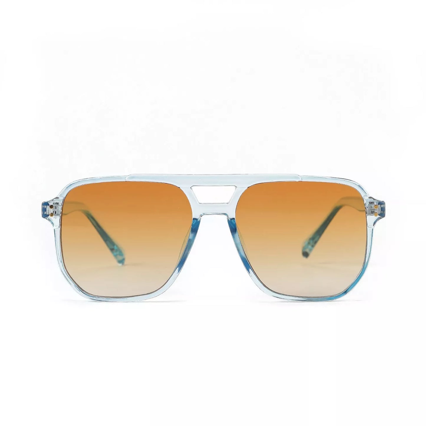 Square double beam black sunglasses for women with UV400 protection in various colors