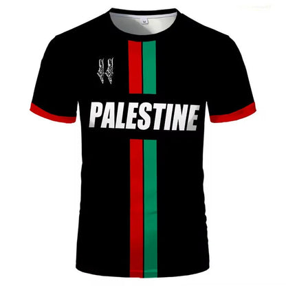 3D printed football pattern T-shirt in black with half sleeves on spandex fabric