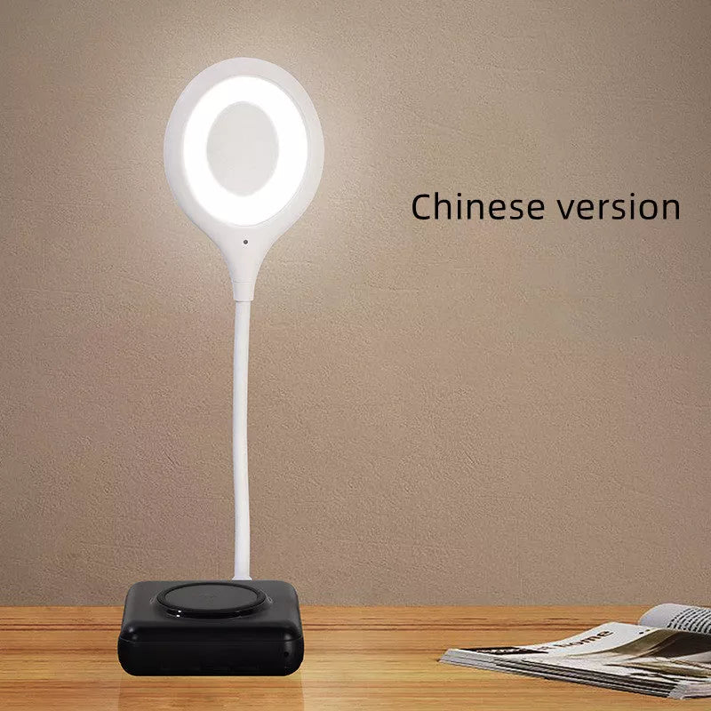 Adjustable USB LED desk lamp with remote control and flexible gooseneck for eye-protecting lighting