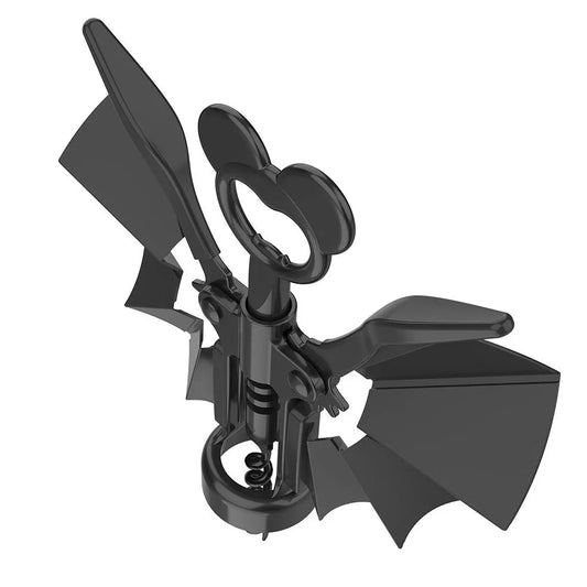 Zinc alloy bat-shaped wine bottle opener measuring 179mm by 167.2mm with wing details