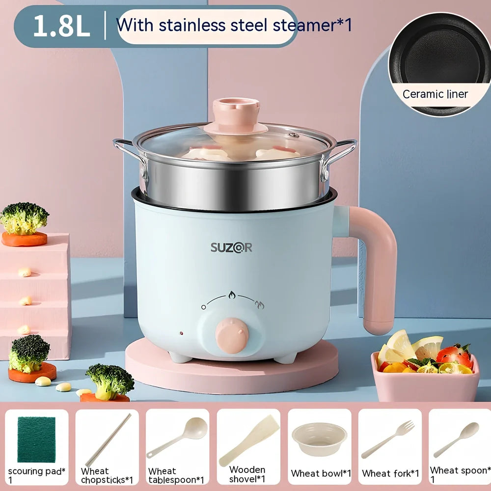 1.8L electric cooker with stainless steel exterior and ceramic crystal inner liner, knob controls