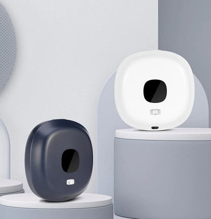 Smart Sensor Wall-Mounted Soap Dispenser in white and blue with USB charging
