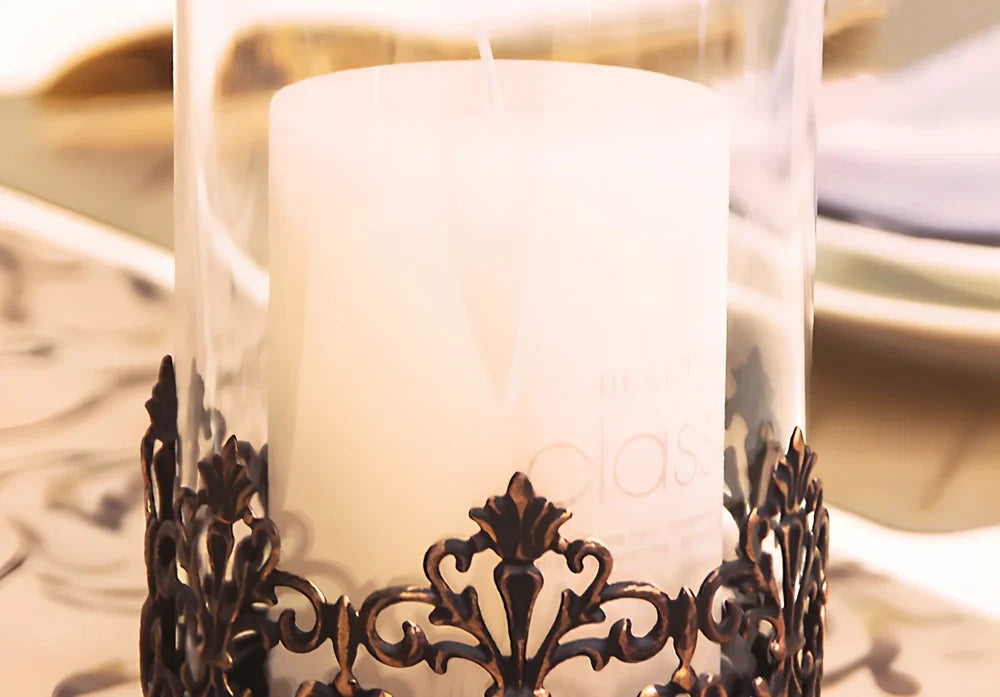 Iron baking paint candle holder in black 14x35cm size for home festive decoration