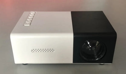 Compact black HD 1080P mini digital projector showing front projection design