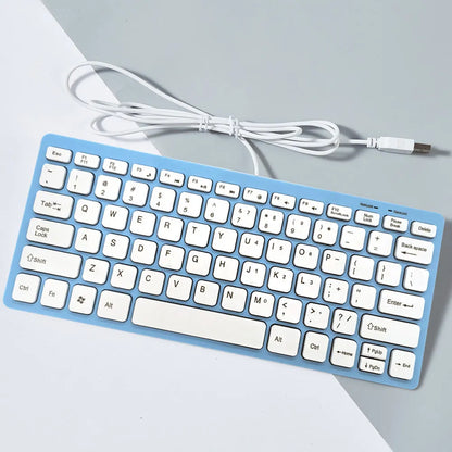 USB wired mini noiseless keyboard in black, white, pink, or blue colours