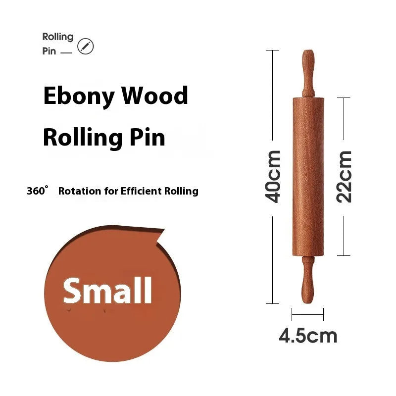Wooden rolling pin in bronze colour, available in small or large size for baking and pastry rolling.