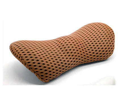 Ergonomic lumbar support pillow with grey 4D mesh fabric cover and memory foam core