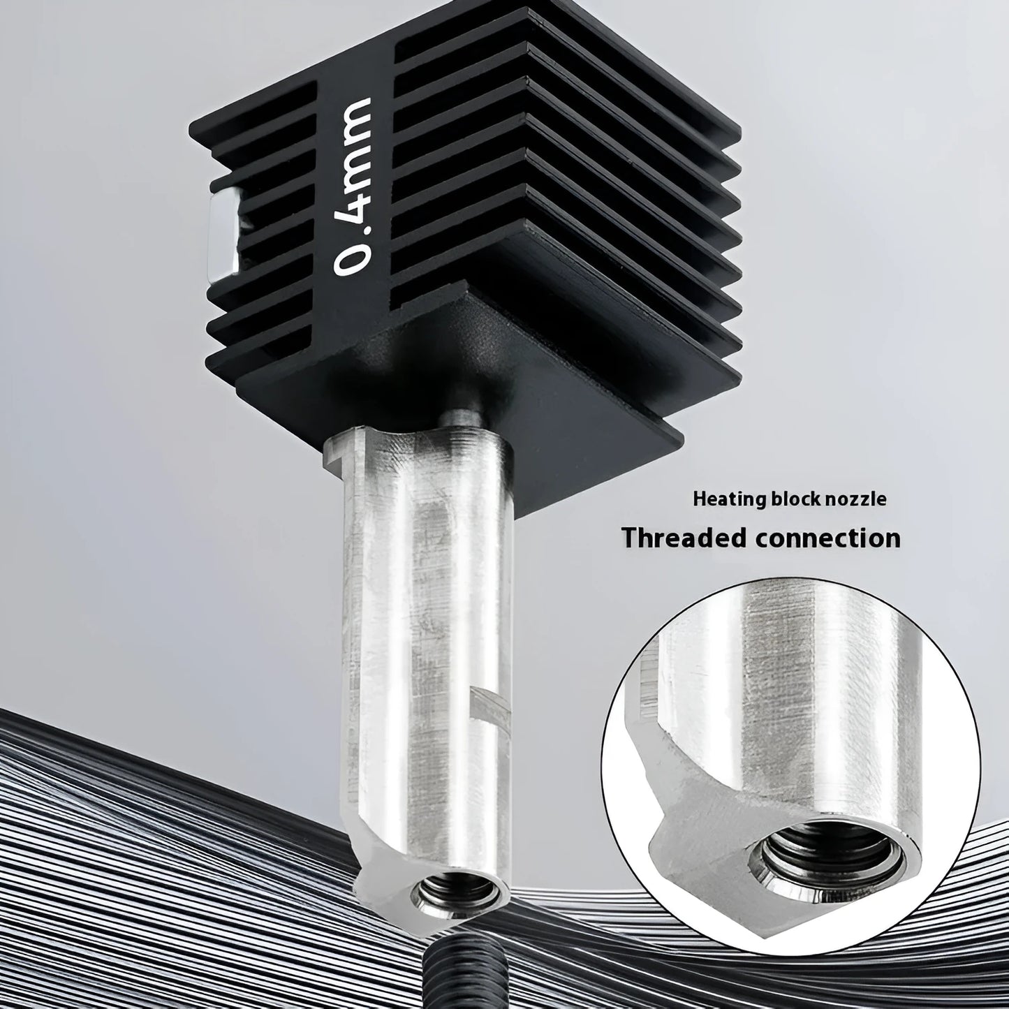 Hardened steel hot end nozzle assembly with black silicone sleeve for Bambu Lab A1 Mini 3D printer