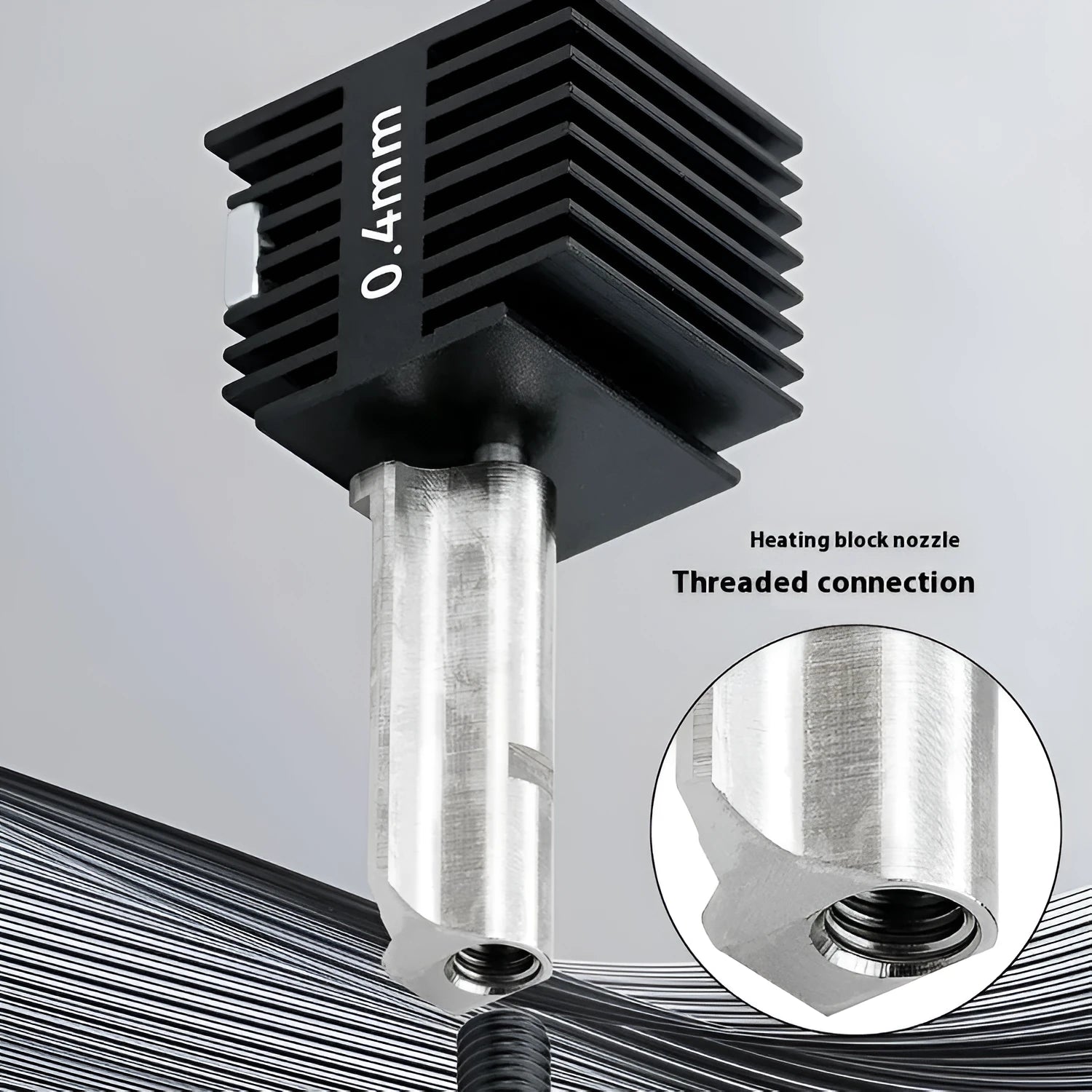 Hardened steel hot end nozzle assembly with black silicone sleeve for Bambu Lab A1 Mini 3D printer