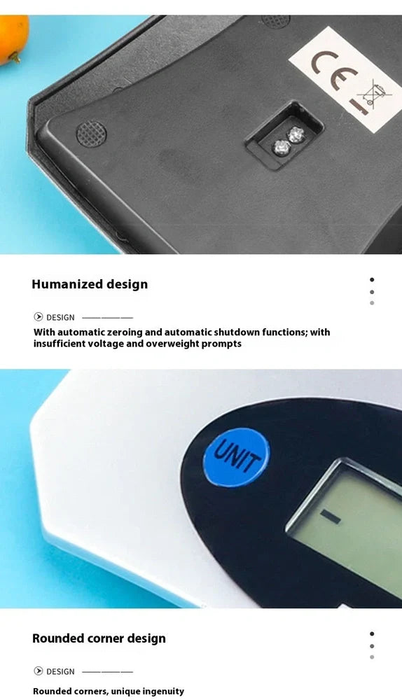 Silver white mini electronic kitchen scale with digital display showing 0.1g precision measurements