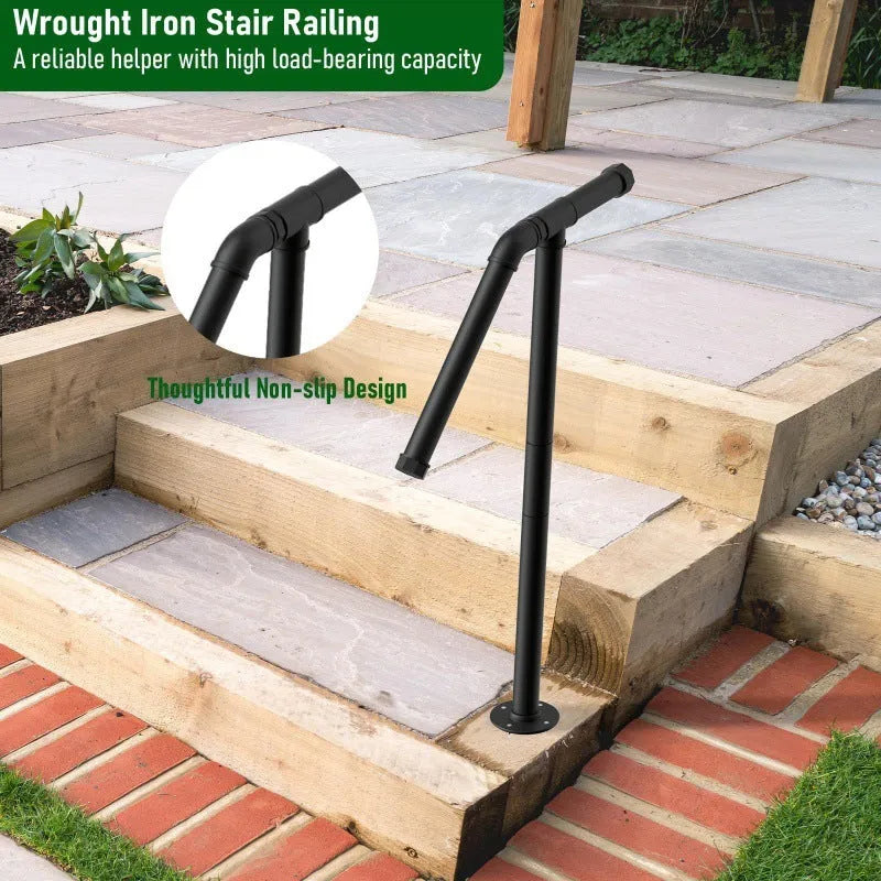 Black metal ladder support bracket with American minimalist design for stair and shelf installation