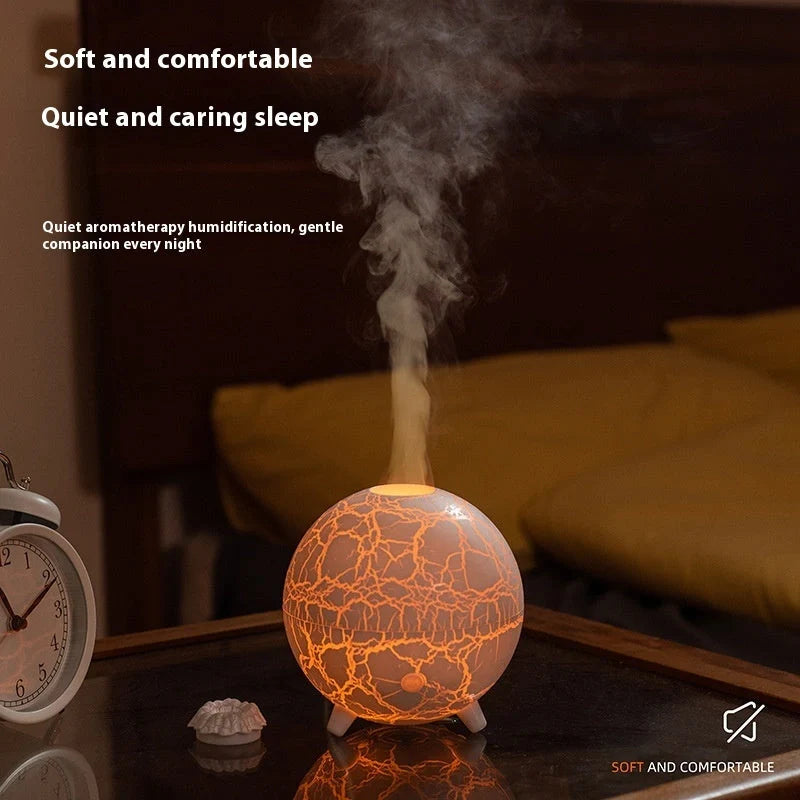 Stylish USB humidifier with essential oil diffuser, color-changing lights, and compact design for home or office use