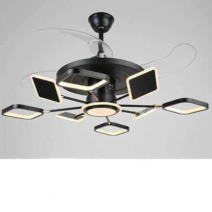 Nordic ceiling fan with 106cm blades and integrated LED light in black finish with remote control