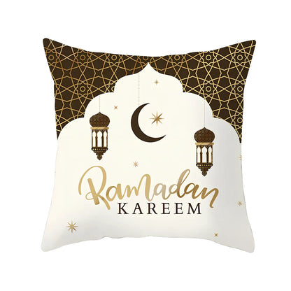 Single-sided digital printed peach skin pillowcase measuring 44cm for Ramadan Eid decor