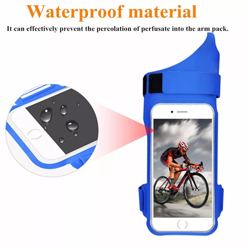 Waterproof sports armband for smartphones with card slot in black, green, blue, and rose red