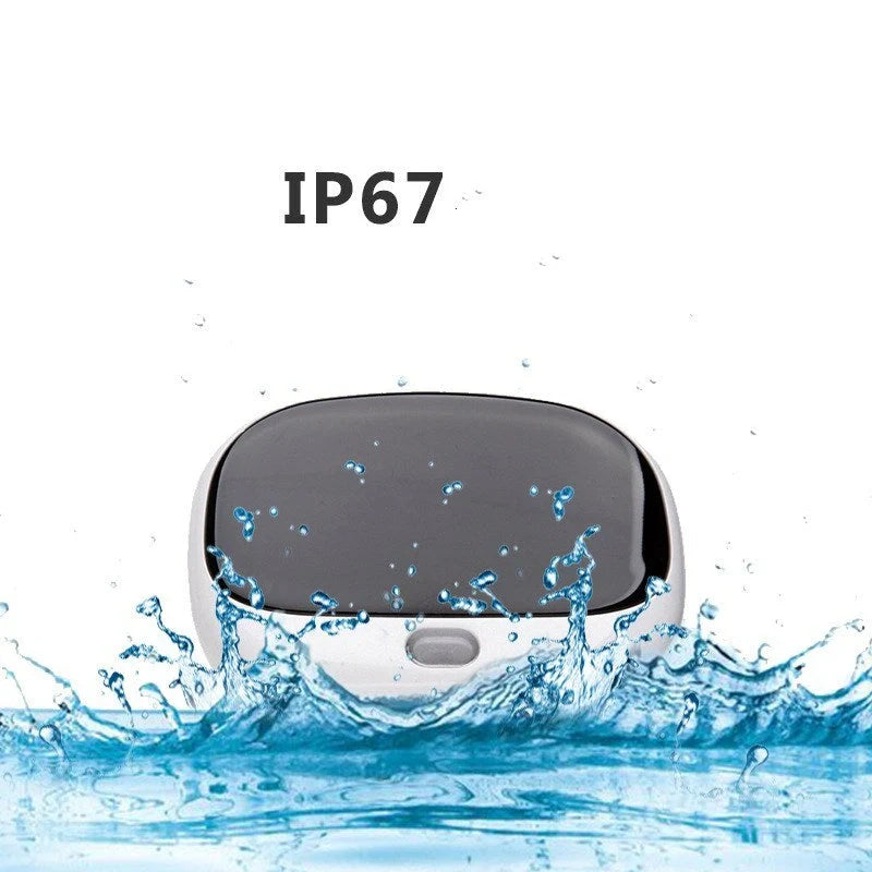 Mini Cat Anti-Loss Tracker attached to a pet collar with LED light visible