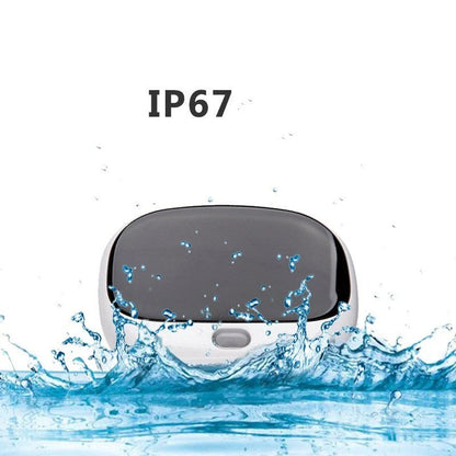 Mini Cat Anti-Loss Tracker attached to a pet collar with LED light visible