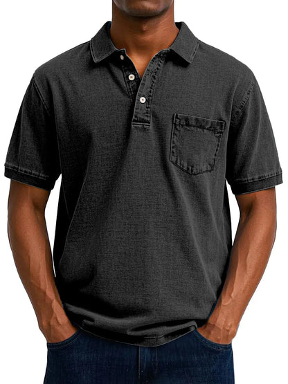 Men's printed short sleeve shirt in Korean cardigan style with slim fit and multiple colour options