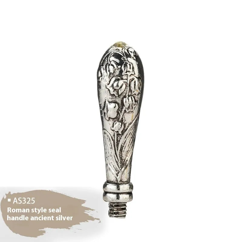 Wooden wax seal handle tool in various designs including lily, pearl cloud, and double dragon styles.