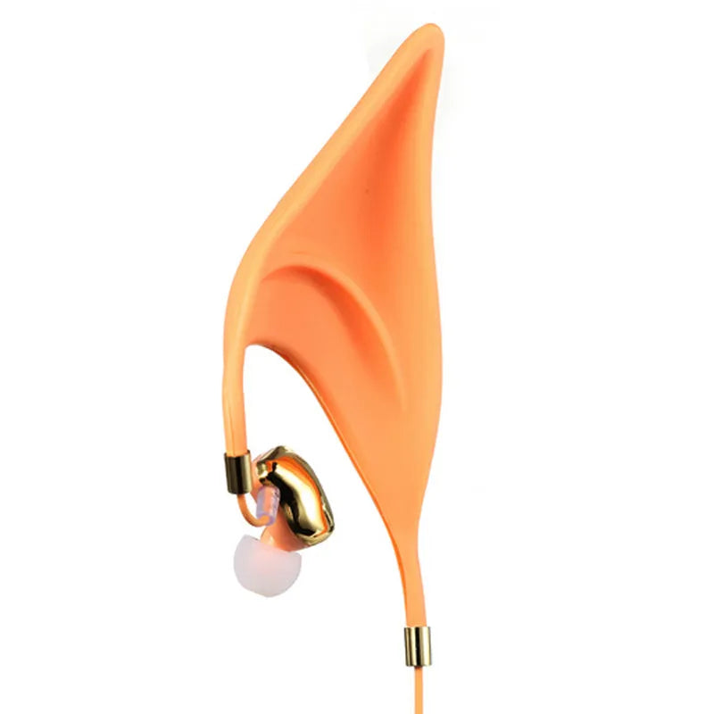 Cartoon elf ear in-ear headphones with microphone, 3.5mm wired gaming headset featuring cosplay elf ears design, compatible with iPhone, Android phones, tablets, and laptops, suitable as gifts for girls and kids