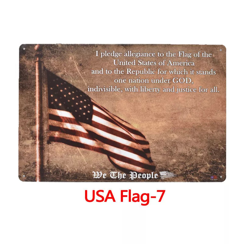 Retro tin painting wall decoration with American nostalgia theme, 30x20cm