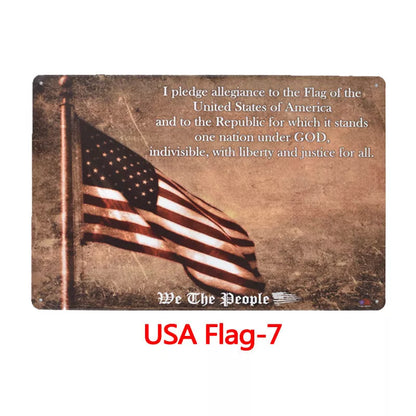 Retro tin painting wall decoration with American nostalgia theme, 30x20cm