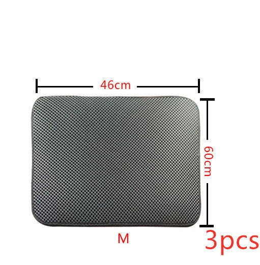 Versatile cat litter mat in different sizes and colors, featuring a dual-layer design to trap litter and protect floors