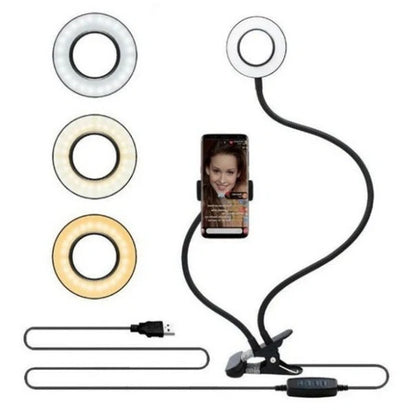 Adjustable LED Selfie Ring Light with Flexible Stand for Flawless Makeup Videos and Photos