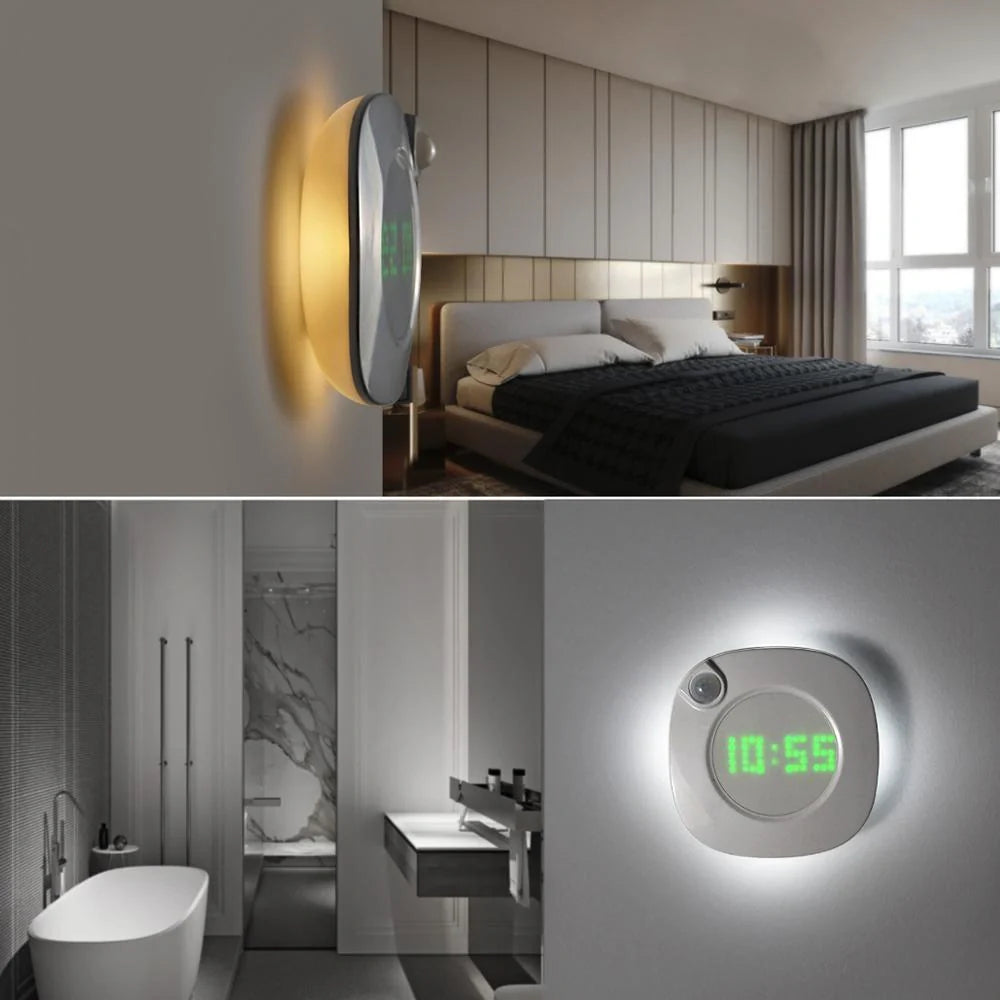 Mini Solid Color Smart Time Human Body Sensor Light with time display and magnetic base
