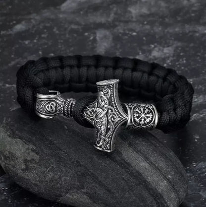 Asgard Crafted Paracord Mjolnir Bracelet in silver or silver gold with adjustable knot
