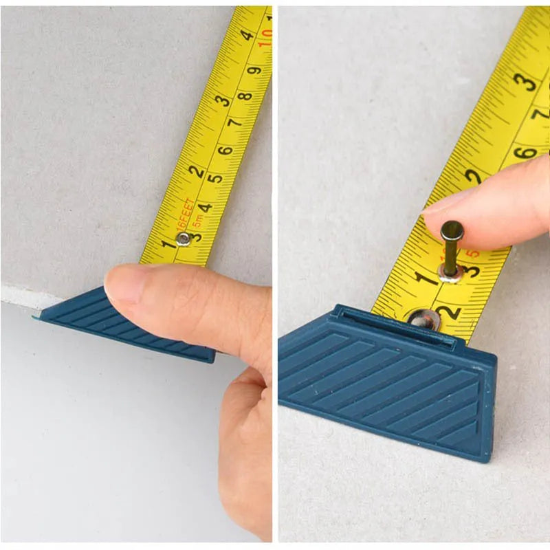 Blue aluminium alloy woodworking cutter with a one-press lock and integrated measuring scale.