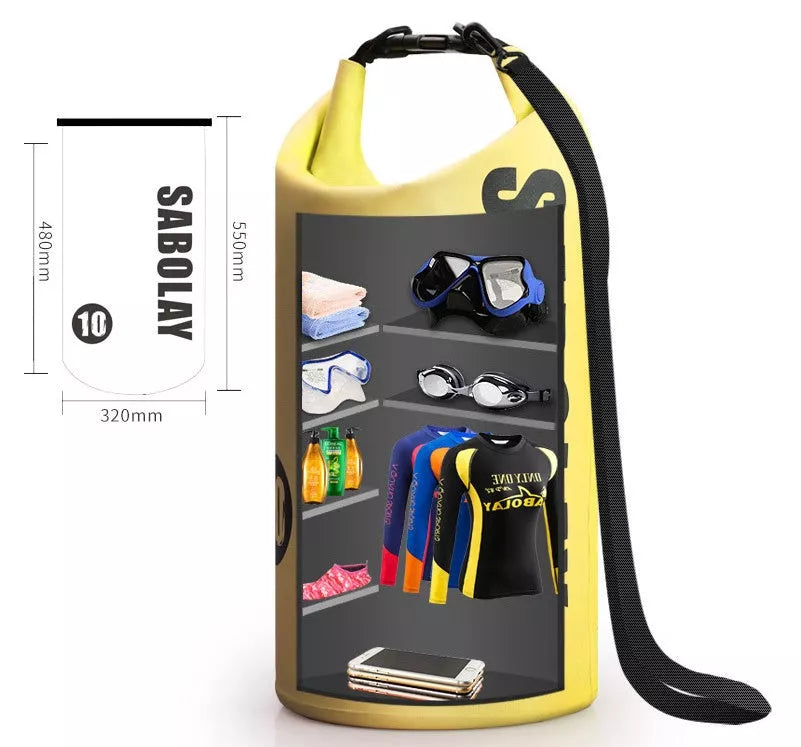 Outdoor waterproof bag in various colors for beach and snorkeling
