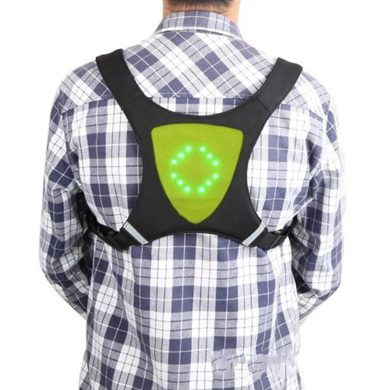 Wireless remote control LED luminous vest in yellow and grey for nighttime safety