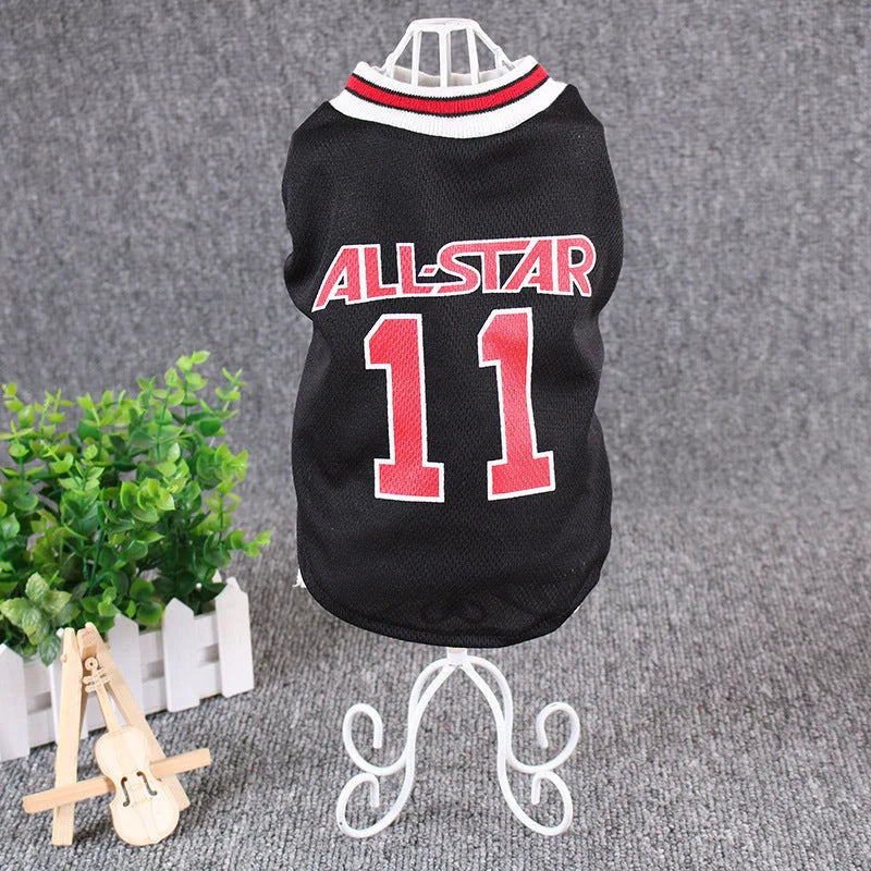 Stylish cotton dog vest for spring and summer in black and red colors
