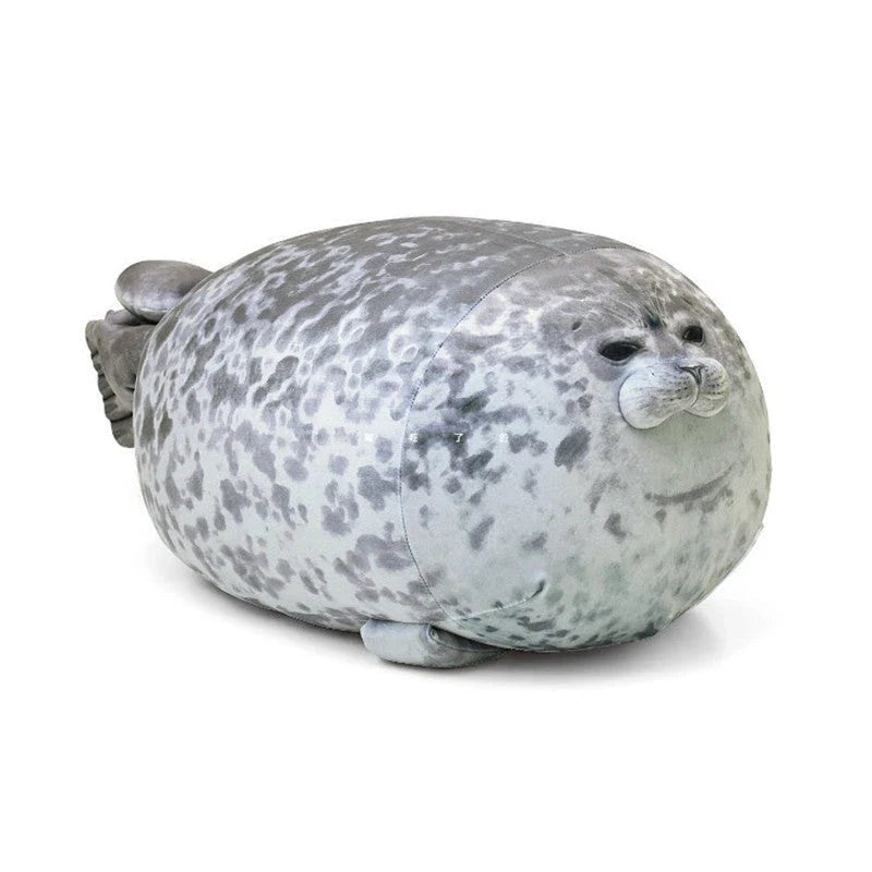 Adorable, lifelike plush seal pillow in white, grey, and multicolor options, made of soft, stretchy velvet fabric and PP cotton fill for cozy comfort